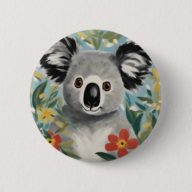 Chapa Redonda De 5 Cm Pintura de Koala (Anverso)