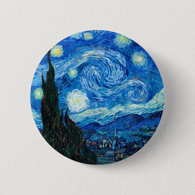 Chapa Redonda De 5 Cm Pintura de la noche estrellada del pintor Vincent (Anverso)