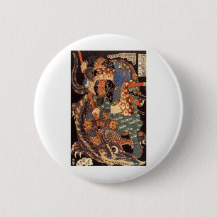 Chapa Redonda De 5 Cm Pintura de la tinta de Miyamoto Musashi