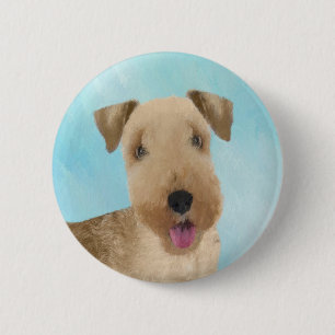 Chapa Redonda De 5 Cm Pintura de Lakeland Terrier - Arte de Perro Origin