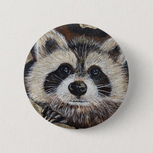 Chapa Redonda De 5 Cm Pintura de mapache