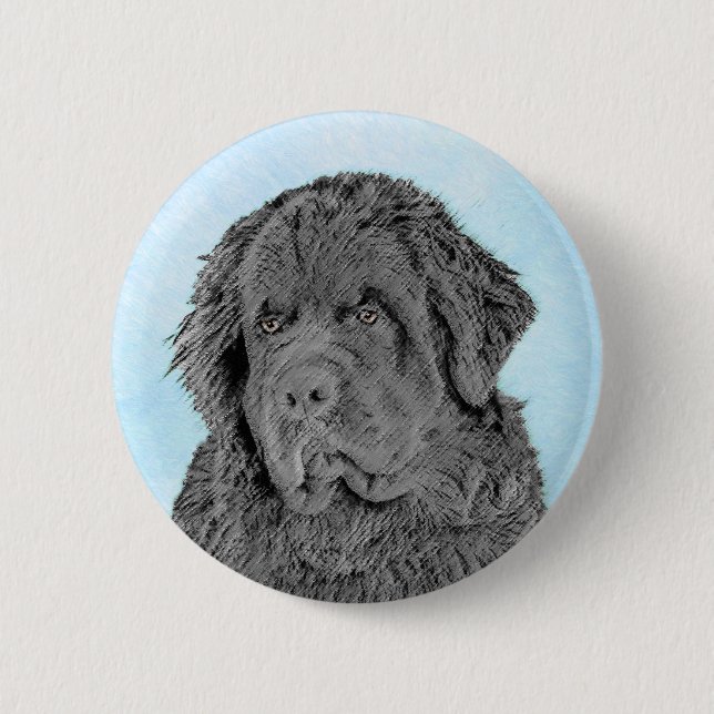 Chapa Redonda De 5 Cm Pintura de Newfoundland - Cute original Dog Art (Anverso)