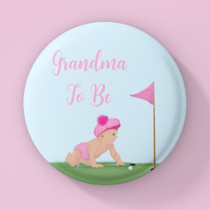 Chapa Redonda De 5 Cm Pintura de niña bebé de golf dulce caddy hermana m