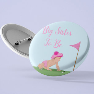 Chapa Redonda De 5 Cm Pintura de niña bebé de golf dulce caddy hermana m