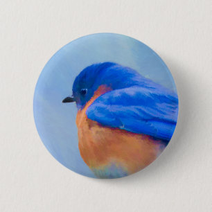 Chapa Redonda De 5 Cm Pintura de pájaro azul - Arte original de aves