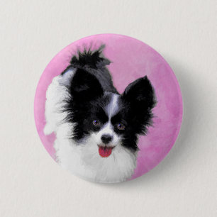 Chapa Redonda De 5 Cm Pintura de Papillon (blanco y negro) - Arte de per
