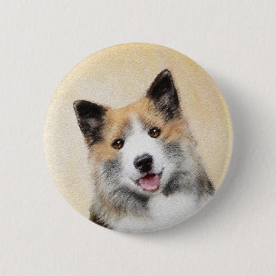 Chapa Redonda De 5 Cm Pintura de perro pastor islandés - Arte original d