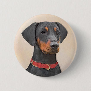 Chapa Redonda De 5 Cm Pintura de Pinscher original de arte animal