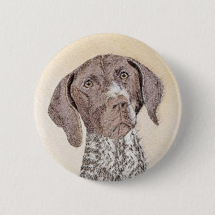Chapa Redonda De 5 Cm Pintura de Pointer de Pelo Corto Alemán - Arte Ori