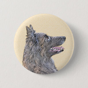 Chapa Redonda De 5 Cm Pintura de Tervuren belga - Arte de perro original