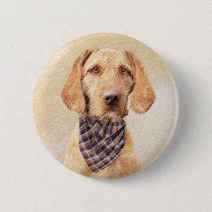 Chapa Redonda De 5 Cm Pintura de Vizsla con cabello alambrado - Arte Per