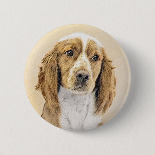 Chapa Redonda De 5 Cm Pintura de Welsh Springer Spaniel - Arte original 