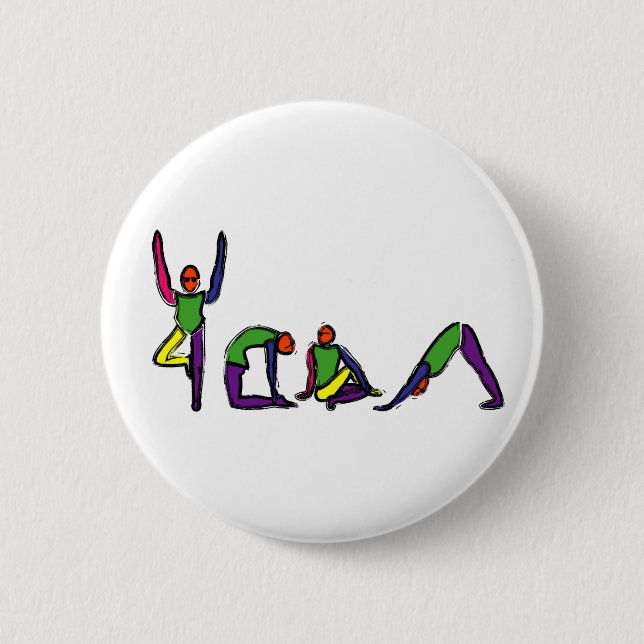 Chapa Redonda De 5 Cm Pintura de yoga posa ortografía YOGA. (Anverso)