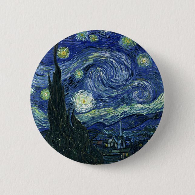 Chapa Redonda De 5 Cm Pintura del Bella Artes de Starry Night Vincent va (Anverso)