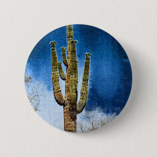 Chapa Redonda De 5 Cm Pintura del cactus del Saguaro