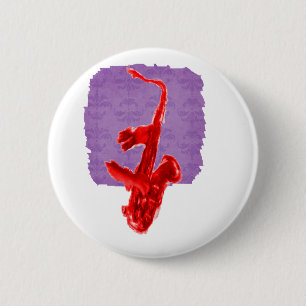 Chapa Redonda De 5 Cm Pintura del saxofón, versión roja con las manos
