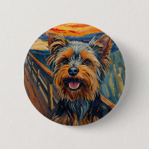 Chapa Redonda De 5 Cm Pintura expresionista Yorkshire Terrier / Yorkie
