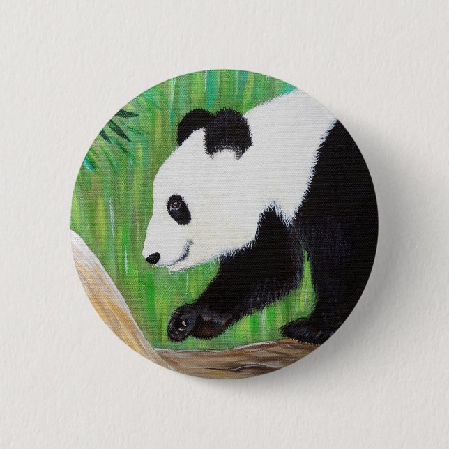 Chapa Redonda De 5 Cm Pintura feliz de Panda (Anverso)