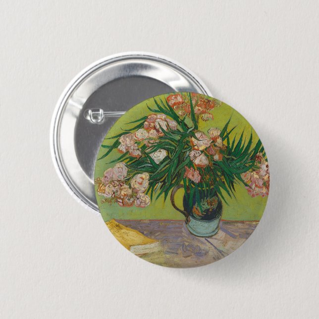 Chapa Redonda De 5 Cm Pintura floral de Vincent Van Gogh Oleander (Anverso y reverso)