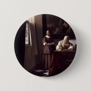 Chapa Redonda De 5 Cm Pintura holandesa de Vermeer del artista