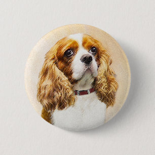 Chapa Redonda De 5 Cm Pintura original del Cavalier King Charles Spaniel