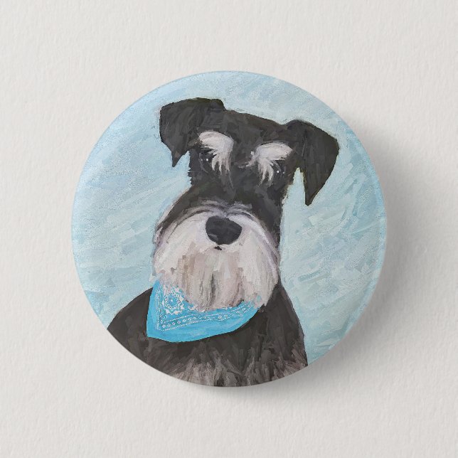 Chapa Redonda De 5 Cm Pintura Schnauzer (en miniatura) - Perro original  (Anverso)