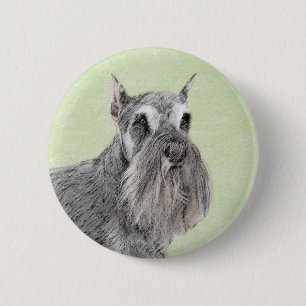 Chapa Redonda De 5 Cm Pintura Schnauzer (gigante, estándar) - Arte de pe