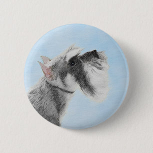 Chapa Redonda De 5 Cm Pintura Schnauzer (gigante, estándar) - Arte de pe