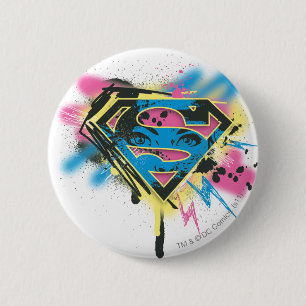 Chapa Redonda De 5 Cm Pintura y derramamientos de Supergirl
