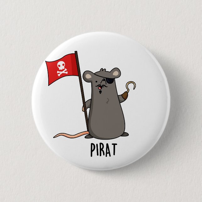 Chapa Redonda De 5 Cm Pirat Rat Pun (Anverso)