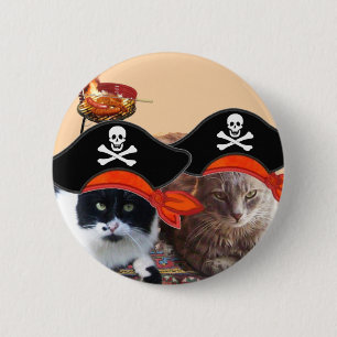 Chapa Redonda De 5 Cm PIRATA CATS, habla como el Día del Pirata