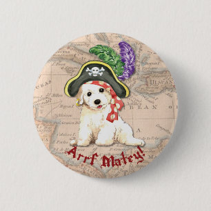 Chapa Redonda De 5 Cm Pirata de Bichon Frise
