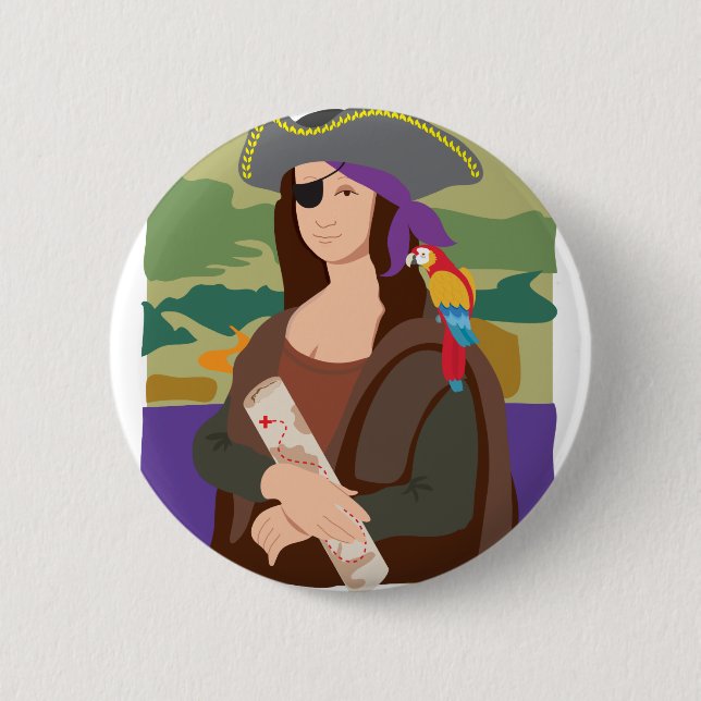 Chapa Redonda De 5 Cm Pirata de Mona Lisa (Anverso)