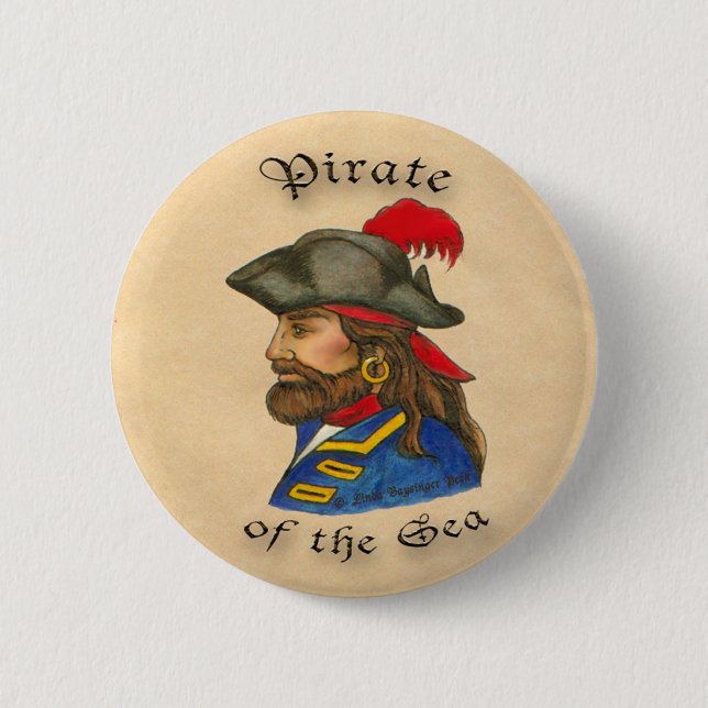 Chapa Redonda De 5 Cm Pirata del mar (Anverso)