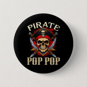 Chapa Redonda De 5 Cm Pirata Pop Skull Jolly Roger Halloween Pirate