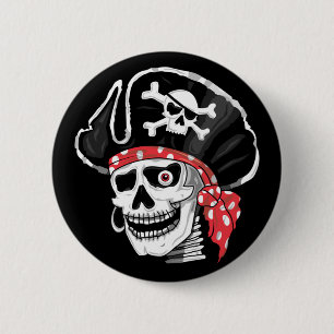 Chapa Redonda De 5 Cm Pirata Skull