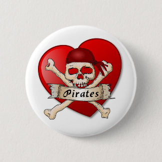 Chapa Redonda De 5 Cm Piratas en la insignia del corazón