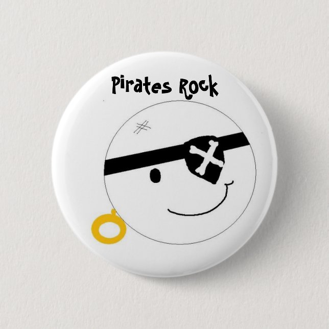 Chapa Redonda De 5 Cm Piratas Rock (Anverso)