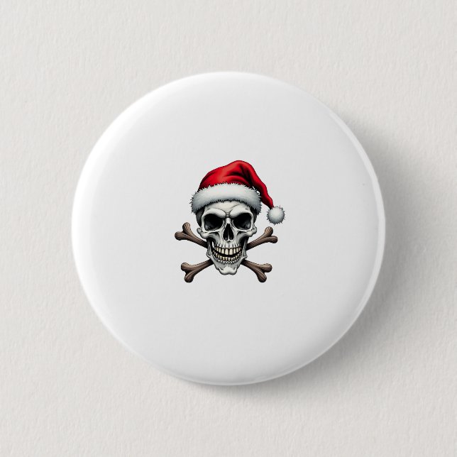 Chapa Redonda De 5 Cm Pirate Christmas Skull & Crossbones Santa Hat. Got (Anverso)