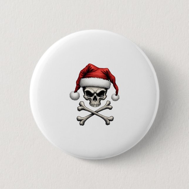 Chapa Redonda De 5 Cm Pirate Christmas Skull & Crossbones Santa Hat. Got (Anverso)