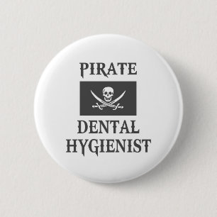 Chapa Redonda De 5 Cm Pirate Dental Hygienist