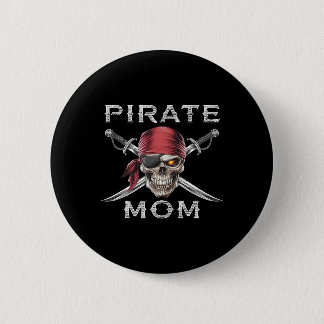 Chapa Redonda De 5 Cm Pirate Mom (Anverso)