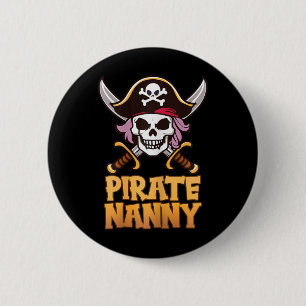 Chapa Redonda De 5 Cm Pirate Nanny Funny Capitán Coste Halloween
