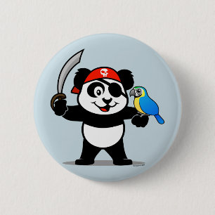 Chapa Redonda De 5 Cm Pirate Panda
