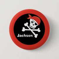 Pirate Skull Crossbone Black Red Monogram Kids