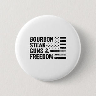 Chapa Redonda De 5 Cm Pistolas De Bourbon Y Whiskey De Bandera Estadouni