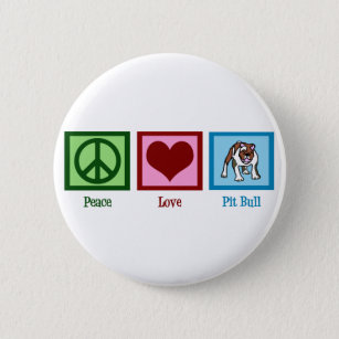 Chapa Redonda De 5 Cm Pit Bull de amor por la paz