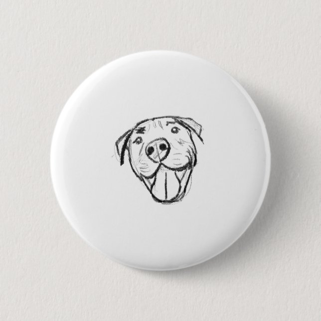 Chapa Redonda De 5 Cm pit bull sonriente digital dibujado a mano (Anverso)