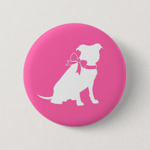 Chapa Redonda De 5 Cm Pitbull, Chica rosado de Baby Shower Bulldog Pit