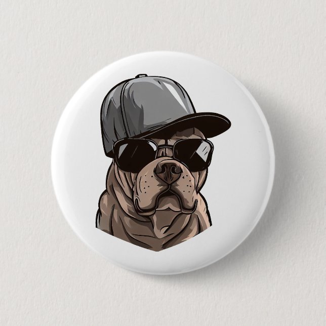 Chapa Redonda De 5 Cm Pitbull Gangster (Anverso)